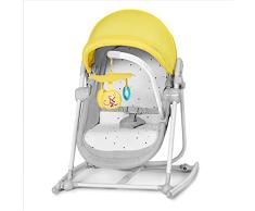 kk Kinderkraft UNIMO UP Hamaca bebé 5 en 1, Balancin para bebés 0-18 kg, Columpio bebe, Cuna bebe, Arco con 4 juguetes, Mosquitera incluida, Plegado Compacto, Posición tumbada, Amarillo