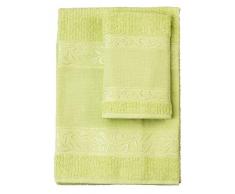 Red – Juego de toallas de mano con invitados, 100% rizo de algodón, color liso, con inserto de tela Aida para bordar, color verde