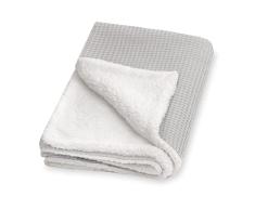 Julius Zöllner Manta de invierno de pique y tejido de peluche acogedor, tamaño 70 x 100 cm, fabricada en Alemania, 100% algodón, Öko-Tex ® Standard 100 | gris claro