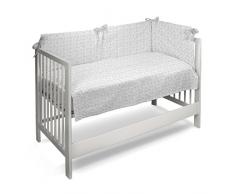 Petit Lazzari Teddy - Set de colcha - edredón y protector para cuna de 60 x 120 cm, diseño Romántico, color gris