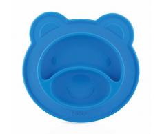 Nuby ID92958BLUE - Plato silicona base adherente osito