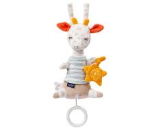 Fehn 053043 - Caja de música pequeña con diseño de jirafa, caja de música de peluche con bordado que brilla en la oscuridad, melodía Schlaf Kindlein Schlaf