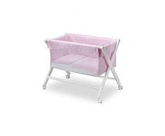 Pirulos 28213013 - Minicuna plegable tijera blanca, diseño stars, 68 x 90 x71 cm, color blanco y rosa