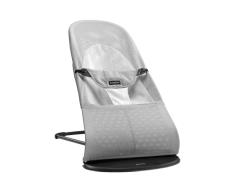 BabyBjörn Hamaca Balance Soft, Bastidor negro, Malla, Plata/Blanco