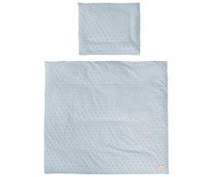 roba Ropa de Cuna para Bebés - 2 Piezas - Funda de Edredón 80 x 80 cm + Funda de Almohada 40 x 35 cm - Algodón Orgánico GOTS y OEKO-TEX - Azul Claro