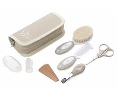 Jané Set de Higiene Basic con Neceser, Peine, Cepillo Cerdas Naturales, Tijeras, Cortauñas, Limas y Cepillo Dental Silicona