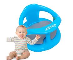 Edibaby, Asiento Bañera Bebe, Silla Bañera Bebe, con 4 ventosas, Antideslizante con Reposabrazos y Respaldo Alto para Bebe de 6 a 24 Meses, Soporta hasta 30kg (Azul)