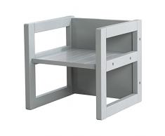 roba Silla Infantil Gris y Reversible en 3 Alturas de Asiento - 30 x 30 cm - Capacidad Máxima 60 kg - Taburete Infantil Estilo Campestre