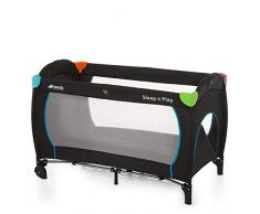 Hauck Sleep N Play Go Plus - Cuna de viaje 4 piezas, de nacimiento hasta 15 kg, con apertura lateral, ruedas, colchón, bolso de transporte, plegable, negro
