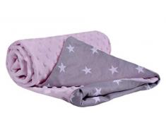Medi Partners Minky - Manta para gatear (100% algodón, 75 x 100 cm, reversible, mullida, para cochecito de bebé, diseño de estrellas blancas con minky rosa)