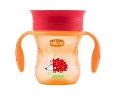 Chicco Perfect 360 - Vaso con membrana de silicona anti goteó, color verde y rojo