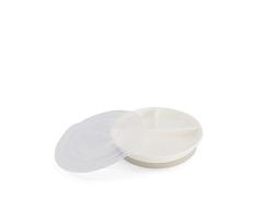 Twistshake Plato Dividido con tapa PP y fondo de silicona, Alimentación para Bebés, Plato con Divisiones Sellado en la Base con 3 Compartimentos, Vajilla, Sin BPA, 6+ Meses, Blanco