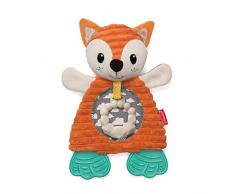 Infantino Go Gaga Cuddly Teether, zorro de peluche con mordedor de silicona para exploración sensorial y calmar las encías