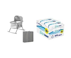 Kinderkraft Cuna Bebé Lovi, Moisés, Bolsa de Transporte, Juegos, Viaje, Gris & Dodot Toallitas Aqua Pure para Bebé, 99% Agua, 432 Unidades, (Paquete de 9 x48)