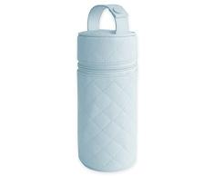 Duffi Baby Termo Porta biberon Polipiel Bebe. Bolsa termica portabiberon Caliente y Frio. Funda isotermica para biberones o Termo portatil. Cremallera y asa. Limpieza facil. Coleccion Lux Azul.