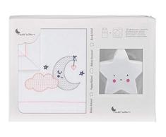 Interbaby - Sábanas cuna nube luna blanco y rosa con lámpara estrella, unisex
