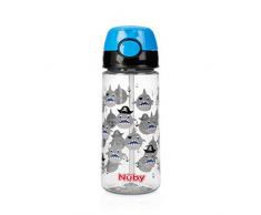 Nûby, Taza con Botón Push Hecha de Tritan, Azul, 530 ml