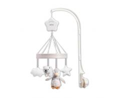 Nuby - Little Penguin - Móvil de cuna musical para bebés - Con música y suaves figuras de peluche - Gris - 0+ meses