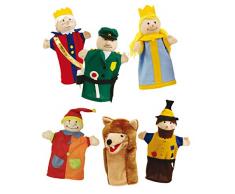roba Conjunto de 6 Marionetas de Mano - Punch y Judy de Tela y Fieltro para Teatro de Guiñol - a Partir de 3 Años - Lavable en Lavadora - Multicolor