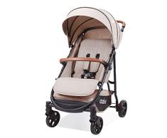 Asalvo Silla de paseo Plegado fácil/Carrito Ligero y compacto/Asiento Amplio y Cómodo/Respaldo Totalmente Reclinable/Capota Extensible con Visera/Ruedas con suspensión/Color Beige