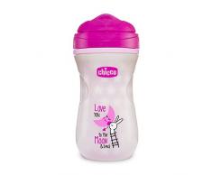 Chicco Vaso Infantil Luminoso, Vaso Antiderrame de 266 ml, Vaso Aprendizaje para Bebés + 14 Meses para Aprender a Beber, con Boquilla Ergonómica y Válvula para Fácil Absorción, sin BPA ,Color Rosa