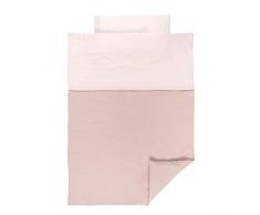Nattou PURE Juego de cama Reversible, Funda Nórdica 100 x 135 cm y Funda de almohada 40 x 60 cm, 100% Algodón, Rosa, 998062