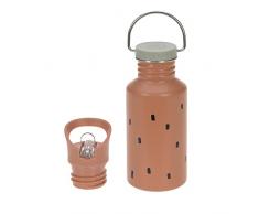 LÄSSIG Biberón para niños de acero inoxidable con vaso Sport 500 ml a prueba de fugas/Bottle Stainless Steel Happy Prints caramel