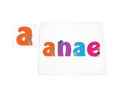 Little Helper mantel con Coaster estilo illustratif pintado con el nombre de joven Anae