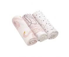 LÄSSIG Baby manta arrullo pañales muselina set de 3 algodón 80 x 80 cm/Swaddle & Burp Blanket L Little Water Swan