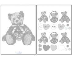Candide 293700 The Original - pegatinas de pared en forma de osos y corazones de peluche, reposicionable Blanco/Gris