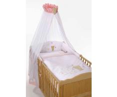 Easy Baby 400-42 - Juego completo de ropa de cama, base acolchada y dosel (bordados, 100/135 y 40/60), diseño de oso, color rosa