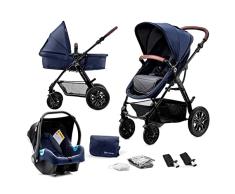 kk Kinderkraft MOOV Carrito bebé 3 Piezas, Carro, Carrito bebé 3 en 1, Silla Paseo, Sistema de viaje, Silla coche, Plegable, Con accesorios, Góndola, Adaptateurs, 22 kg, Azul