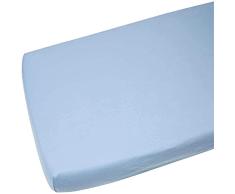 Junior Joy 6230BL - Sábana ajustable de algodón para cuna, 2 unidades, 70 x 130 cm, color azul