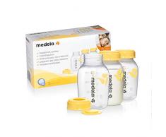 Medela pack de biberones de 150 ml sin BPA - Pack de 3 biberones para extraer y almacenar la leche materna con un diseño duradero y seguro para el congelador y el frigorífico