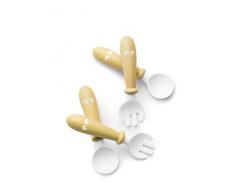 BABYBJÖRN Cuchara y Tenedor para Bebé, 4 piezas (Amarillo Pastel)