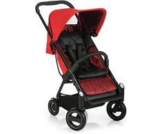 Silla de paseo compacta iCOO Acrobat hasta 18 kg con función de tumbado desde el nacimiento, plegable con una mano, ligero - chassis de aluminio, manillar regulable en altura, reflectores - rojo