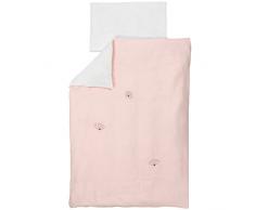 Nattou Juego de ropa de cama con motivo reversible de 100% poliéster, Funda nórdica de 180 x 100 cm, Funda de almohada de 40 x 60 cm, Susie y Bonnie, Rosa/marrón