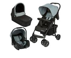 Bebeconfort Roadeo Trio, sistema de viaje con silla paseo reclinable y plegable, capazo, silla coche bebe 0-13 kg grupo 0+, para niños de 0 a 4 años hasta 22 kg, color gris
