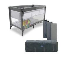 ASALVO Cuna de viaje 120x60 Smooth para bebé y niños de 0 a 15kg /2 EN 1, Cuna y Parque, Plegable en 30 segundos con Altura ajustable, Gris Baby