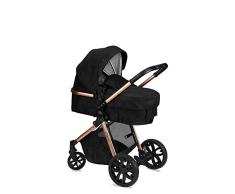 MoMi LIMURU - Cochecito de bebé 2 en 1 con cochecito, cinturón de seguridad ajustable de 5 puntos, a partir del 6º mes (hasta 15 kg), color negro