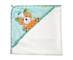 Fehn 071283 Toalla de baño con capucha Sleeping Forest, poncho de baño de algodón con un simpático zorro para bebés y niños pequeños desde el nacimiento, Medidas: 80 x 80 cm