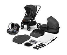 LIONELO Mika cochecito de bebé 3 piezas, coche de bebé 3 en 1, carrito para bebé, carro bebé 3 piezas el conjunto, silla de paseo, capazo y silla de coche, función de transportador (Grafito Gris)