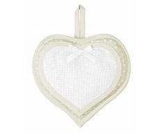 Filet - Lazo Nacimiento en forma de corazón, inserto de tela Aida para bordar, para anunciar el nacimiento de un bebé o para suspenderlo sobre la cuna, Made in Italy, Tortora
