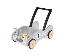 Pinolino Andador Carrito Kimi, Plateado; con Sistema de Freno, Andador con Ruedas de Madera engomadas, para niños de 1 a 6 años, Rojo