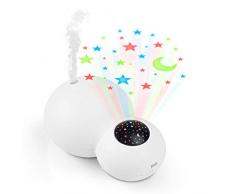 Alecto BC-21 Humidificador para habitaciÃ³n infantil - HumidificaciÃ³n de la habitaciÃ³n con difusor de aromas - HumidificaciÃ³n del aire y luz nocturna con proyecciÃ³n - Blanco