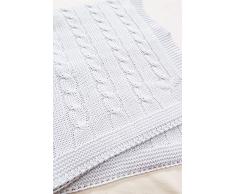 Wallaboo Manta de algodón orgánico de calidad premium con certificado GOTS no químico, Super suave y de alta calidad. Se puede lavar a máquina. Dimensiones: 90 x 70cm, color: blanco