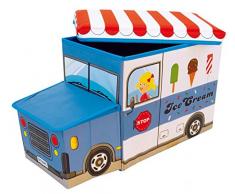 Bieco 04000510 Icecreme - Caja de almacenamiento infantil y banco (55 x 26,5 x 31,5 cm aprox, con diseño de camión de helados)