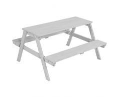 Mesa merendero infantil roba Picknick for 4, Conjunto de asientos con dos bancos y una mesa en madera maciza para interior y exterior, änken und 1 Tisch aus Holz für drinnen und draußen, resistente a la intenperie, lacado en gris.