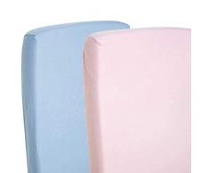 2 x Cama Cuna Jersey Sábana Ajustable Hojas, 140 cm x 70 cm 100% algodón, Color Rosa y Azul