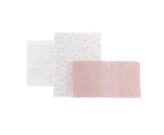 Cambrass-Juego 3 piezas sábanas de moisés bebé-bajera, encimera y funda almohada-100% algodón-Magia Rosa 80x120x1 cm